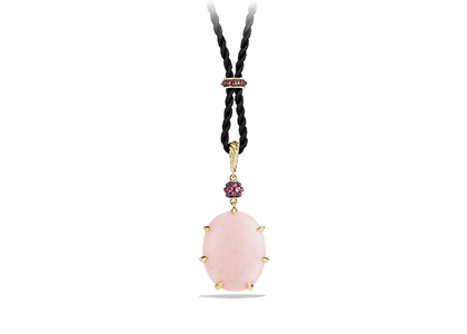 Two Tone Plated Pink CZ Studded Pink Oval Cut Pendant